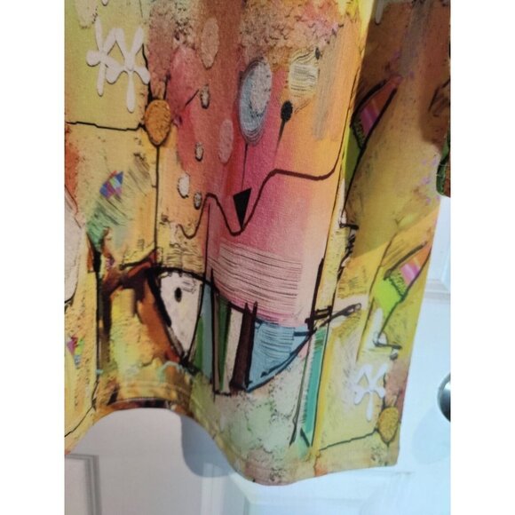 Lily London Abstract Outdoor Scene Art-To-Wear Relaxed Fit 3/4-Sleeve Top S - Picture 8 of 11